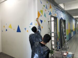 Murales in collaborazione con bambini del centro richiedenti di asilo a Balerna