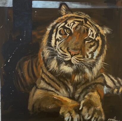 Quadro tigre in primo piano Acrilico su tela